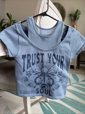 Almost Famous Light Blue Ribbed shirt.
